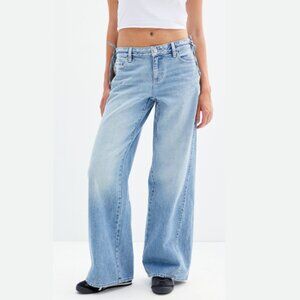 PacSun Casey Medium Indigo Tie Side Low Rise Baggy Jeans